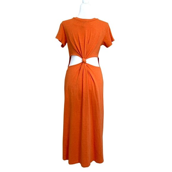 LNA Clothing Mayer Tee Slub Dress Cutout Orange Cotton USA Size S NEW $156 - Picture 3 of 11